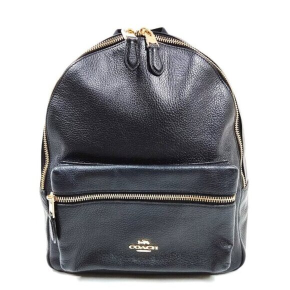 COACH Black Leather Backpack Bag main image 4